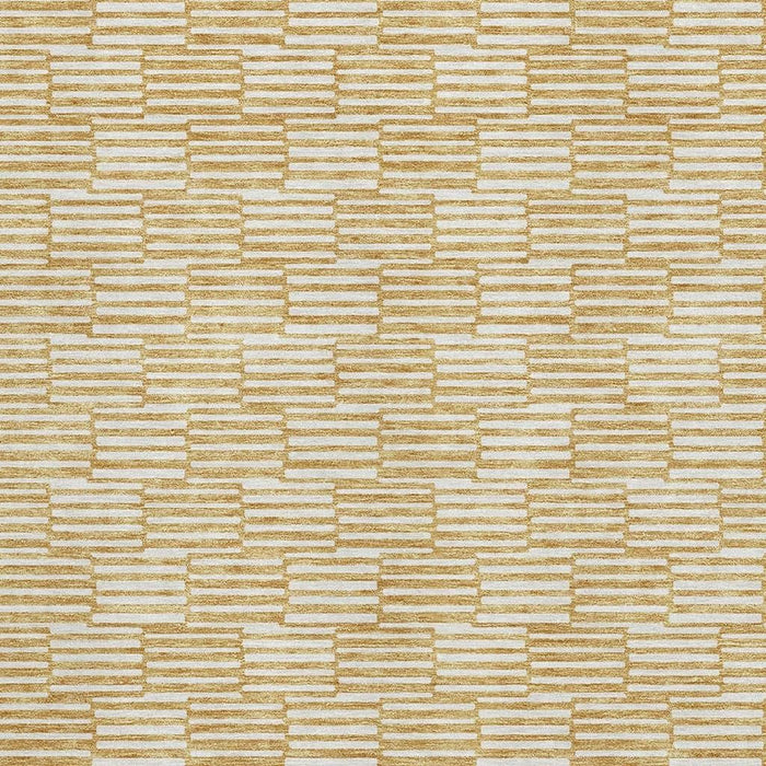 10' X 14' Abstract Geometric Washable Area Rug With UV Protection (672971) - Gold / Ivory