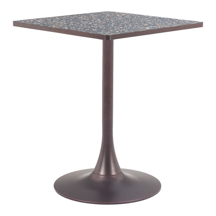 24" Steel Pedestal Base Square Dining Table - Black