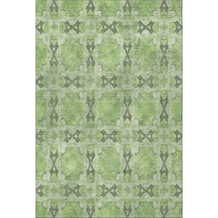9' X 12' Floral Medallion Washable Area Rug With UV Protection (649491) - Green / Gray / Ivory