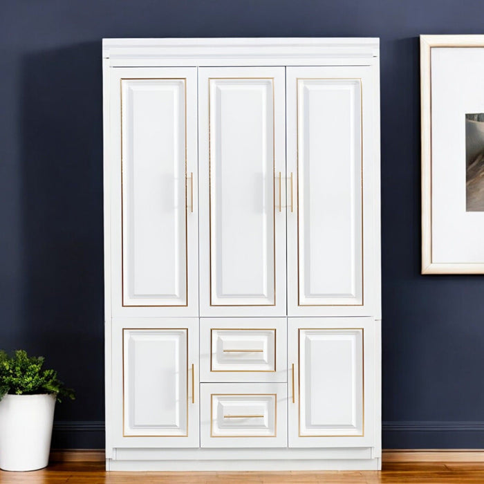 74" Five Door Two Drawer Combo Dresser - White And Gold