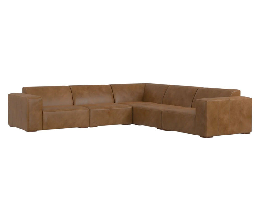 116" Leather Modular Sofa - Brown