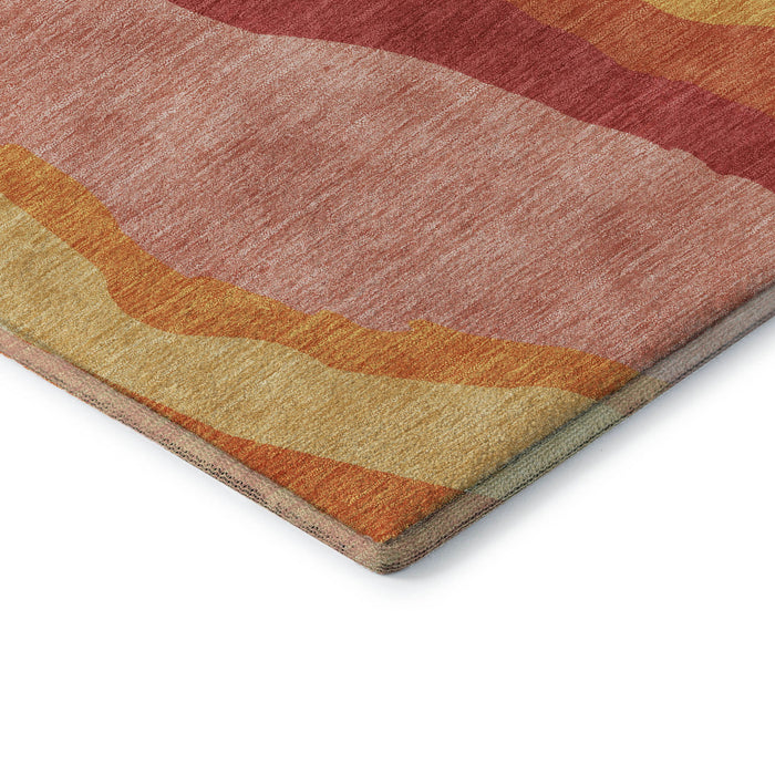 10' X 14' Abstract Washable Area Rug With UV Protection (682103) - Blush / Orange / Wheat