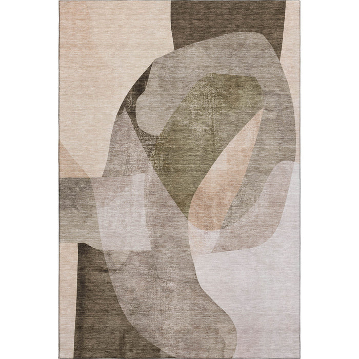 10' X 14' Abstract Washable Area Rug With UV Protection (716713) - Taupe / Beige