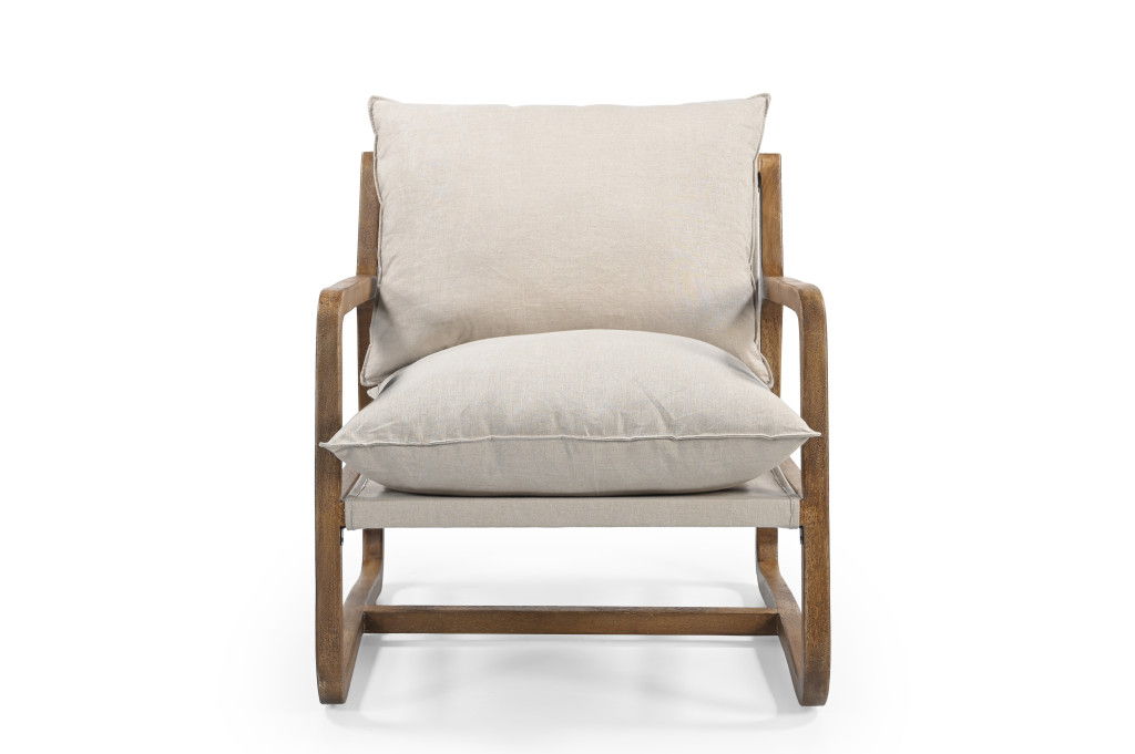 30" Mid-Century Linen Arm Chair - Brown