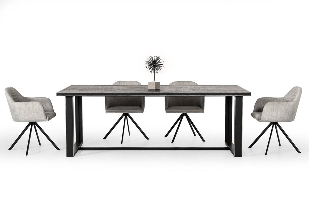 Solid Wood Metal Sled Base Dining Table - Black