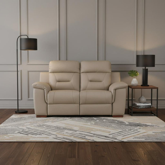 Faux Leather Manual Reclining Love Seat - Beige / Brown