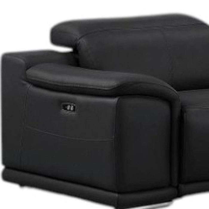 Leather Modular L-Shaped Eight Piece Corner Sectional With Console - Black