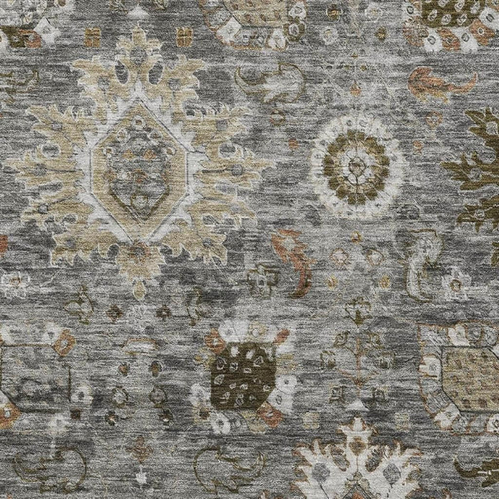 10' X 14' Oriental Washable Area Rug With UV Protection (708349) - Pewter / Copper / Beige
