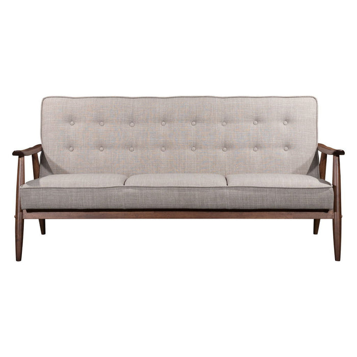 Polyester Sofa With Brown Legs - Beige