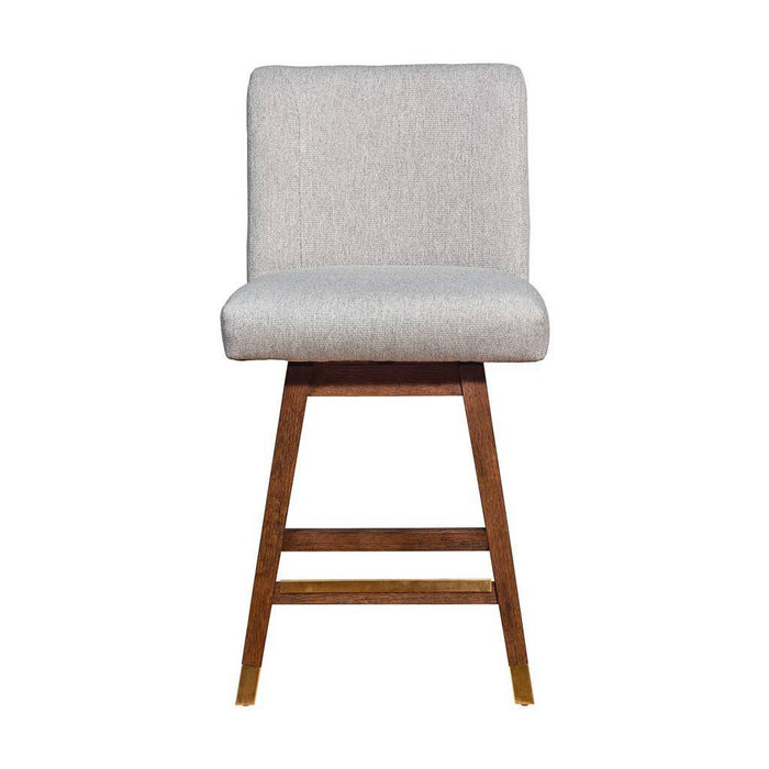 Solid Wood Swivel Counter Height Bar Chair - Taupe And Brown