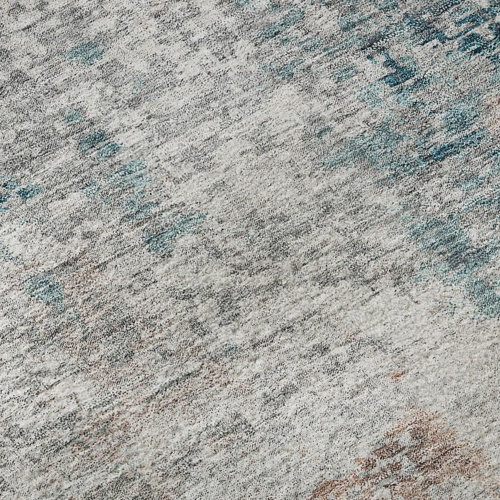 9' X 12' Copper Abstract Washable Area Rug With UV Protection - Teal