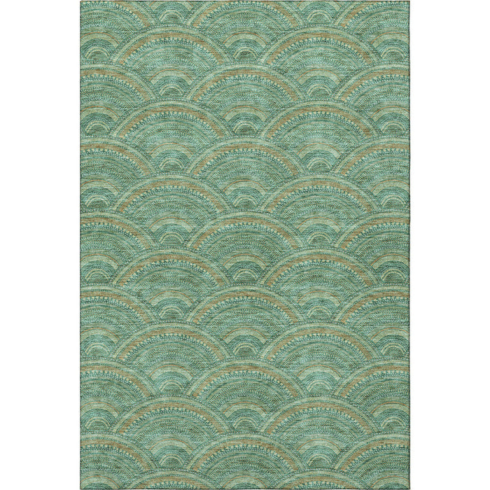10' X 14' Geometric Washable Area Rug With UV Protection (677723) - Sage / Peach