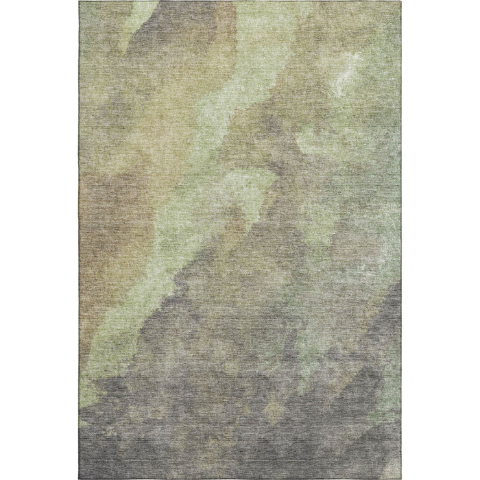 10' X 14' Abstract Washable Area Rug With UV Protection (710052) - Artichoke Green / Taupe / Brown