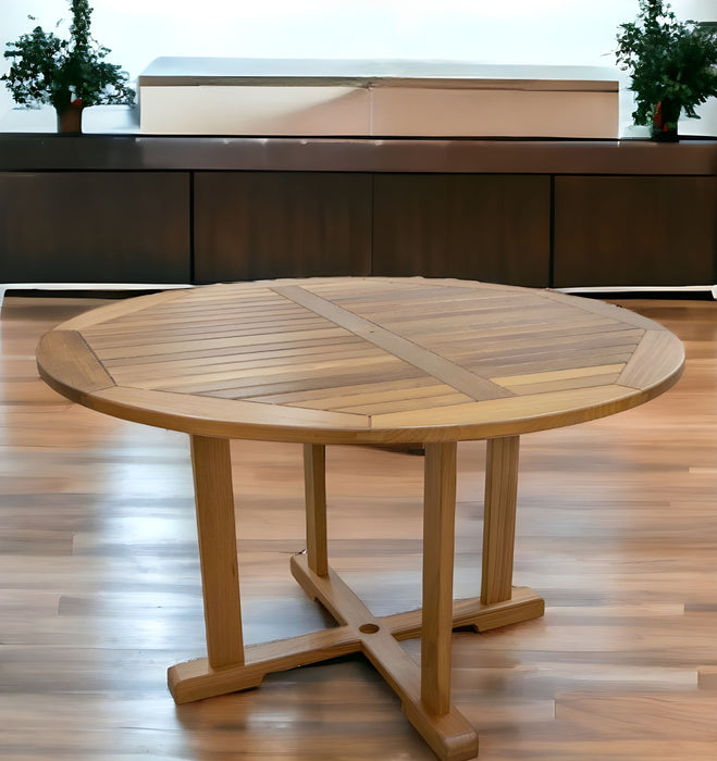48" Round Solid Teak Wood Dining Table - Brown