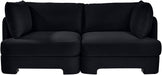 Meridian Furniture velvet upholstered 2-piece loveseat from Hammond, a stationary sectional with plush fabric and modern design.