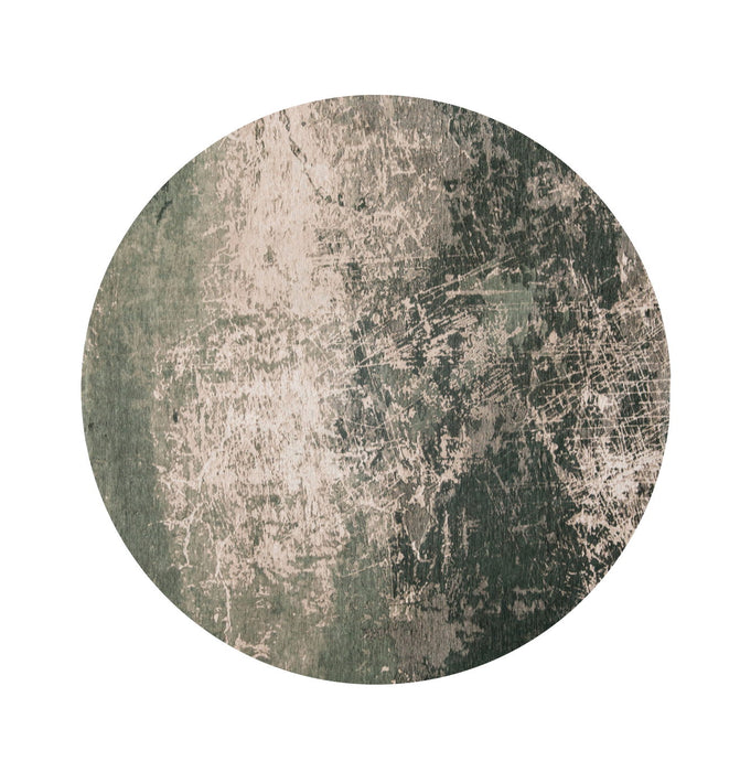 8' Round Abstract Non Skid Area Rug - Beige And Green