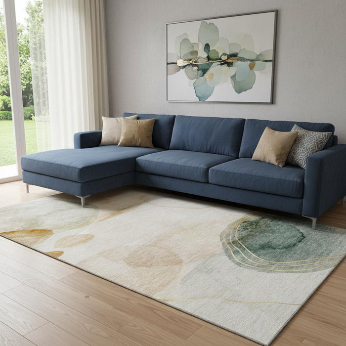 8' X 10' Abstract Washable Area Rug With UV Protection (648446) - Beige / Copper / Taupe