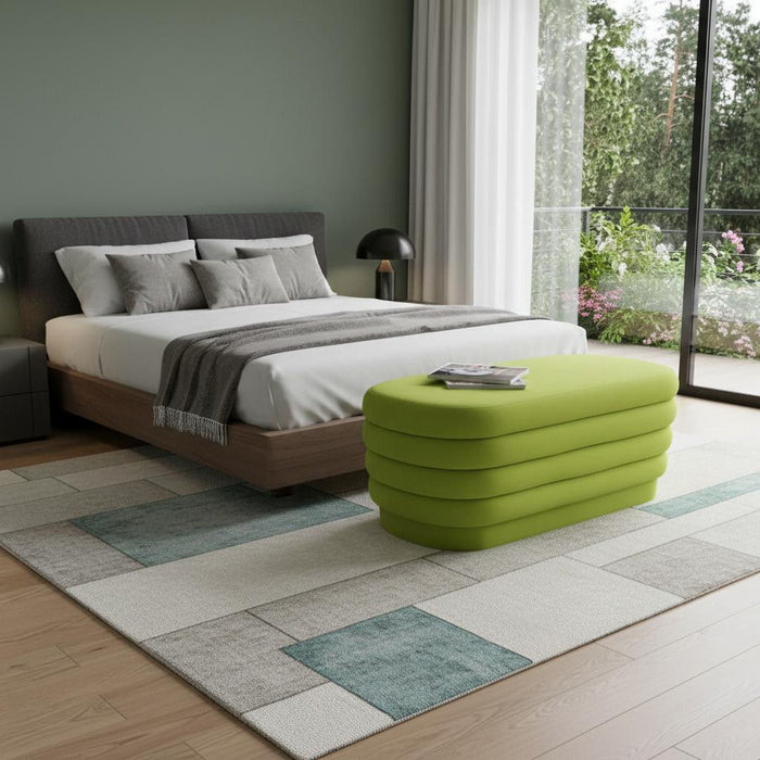 Velvet Tufted Oval Ottoman - Green