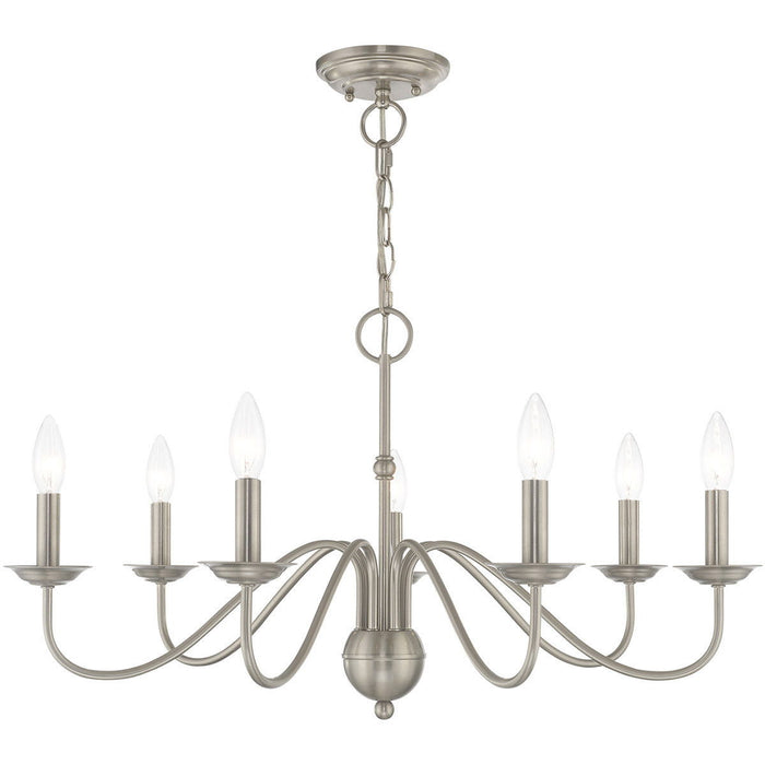 16" Seven Light Dimmable Chandelier With Shades - Nickel
