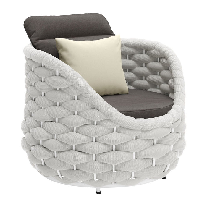 Olefin Barrel Chair And Toss Pillow - Gray And White