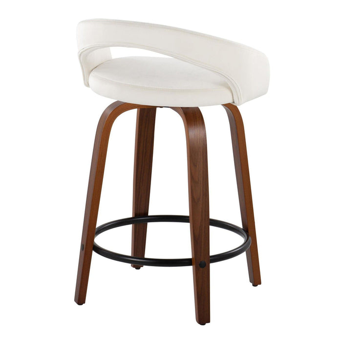 Grotto - 31" Upholstered Fixed-Height Counter Stool (Set of 2) - Walnut Wood Base