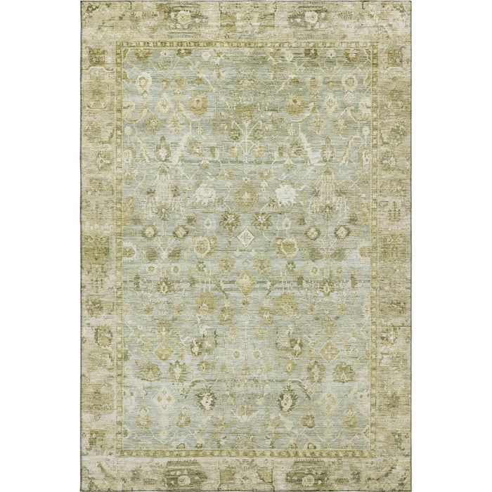 10' X 14' Oriental Washable Area Rug With UV Protection (700907) - Sage / Ivory