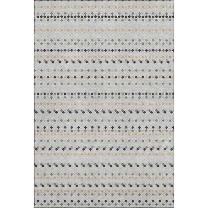 10' X 14' Striped Washable Area Rug With UV Protection (693564) - Silver / Gray / Gold