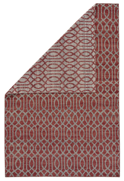 9' X 12' Wool Geometric Hand Loomed Area Rug (744379) - Red / Gray
