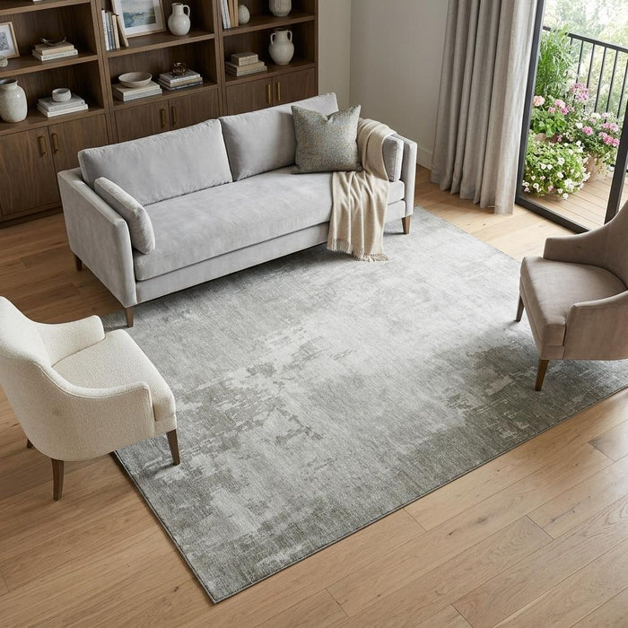 10' X 14' Abstract Washable Area Rug With UV Protection (692571) - Linen / Beige