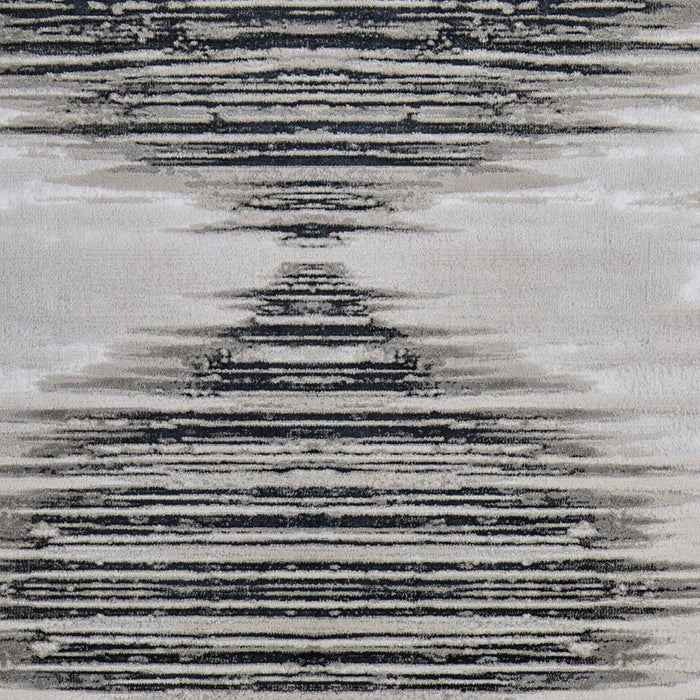 7' x 10' Geometric Power Loom Area Rug - Black And Silver