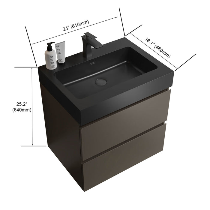 Giga Alice bathroom vanity with large storage, wall-mounted design, one-piece sink basin, modern style, without drain or faucet.