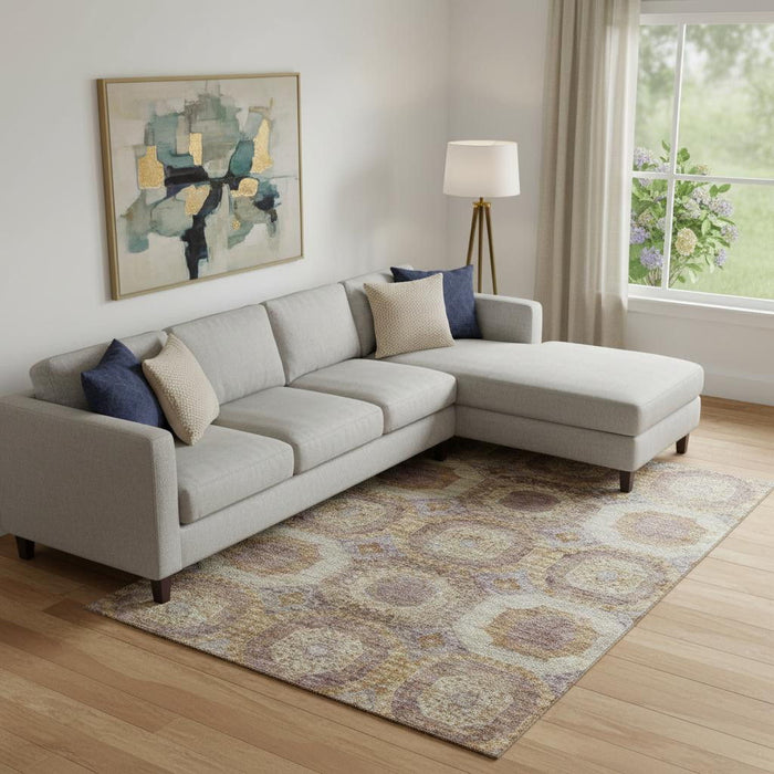 10' X 14' Abstract Geometric Washable Area Rug With UV Protection (708976) - Rust / Brown / Beige