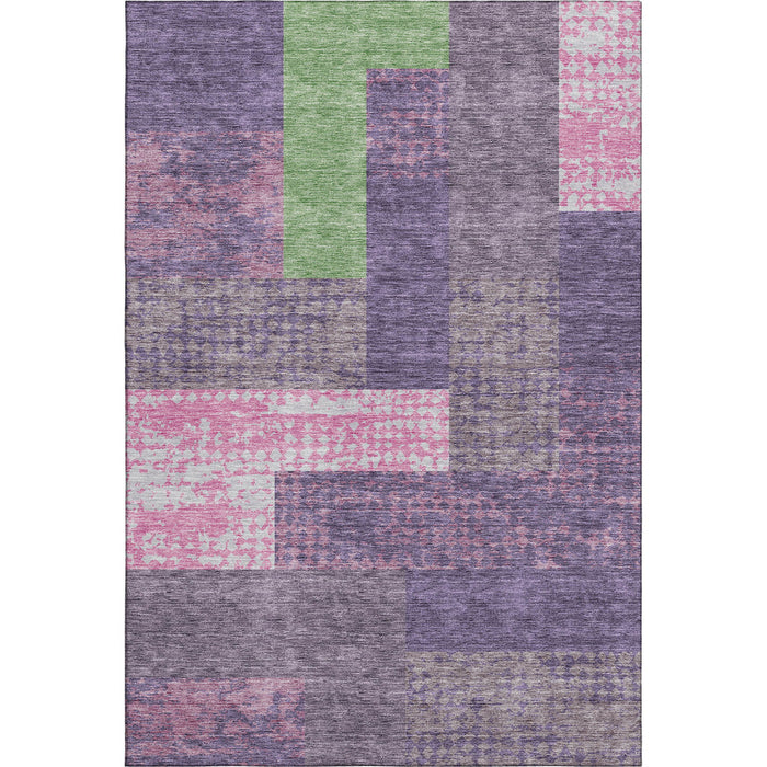 10' X 14' Geometric Washable Area Rug With UV Protection (674976) - Purple / Green / Pink