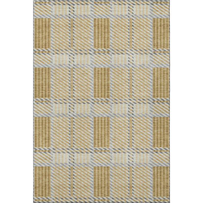 10' X 14' Plaid Washable Area Rug With UV Protection (678718) - Gold / Beige / Brown