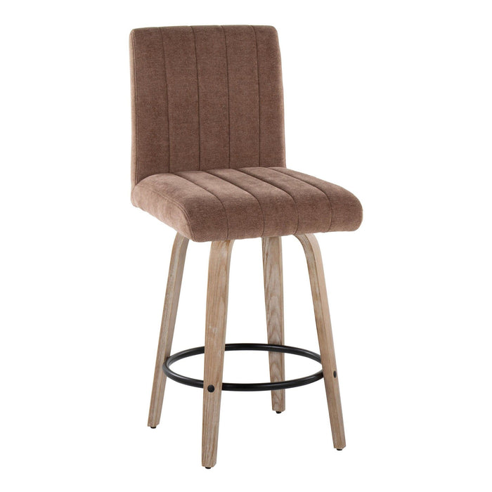 Hannah - 26" Fixed-Height Counter Stool With Swivel And Round Black Metal Footrest (Set of 2) - Whitewashed Wood