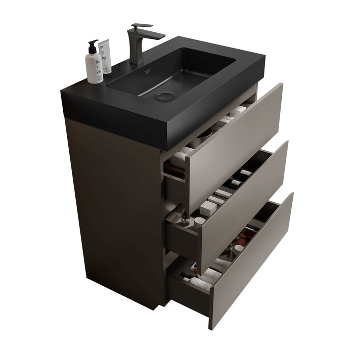 Giga Alice bathroom vanity with large storage, freestanding design, one-piece sink basin, modern style, without drain or faucet.