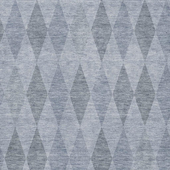 10' X 14' Geometric Washable Area Rug With UV Protection (649360) - Denim Blue / Ivory