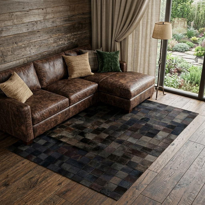 8' X 10' Cowhide Patchwork Area Rug (544475) - Chocolate