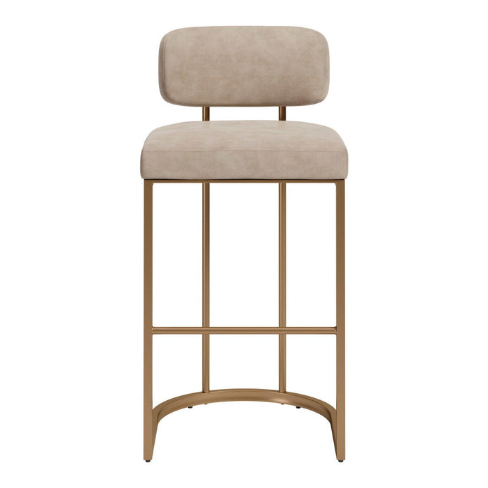Fabric Low Back Bar Chairs (Set of 2) - Beige