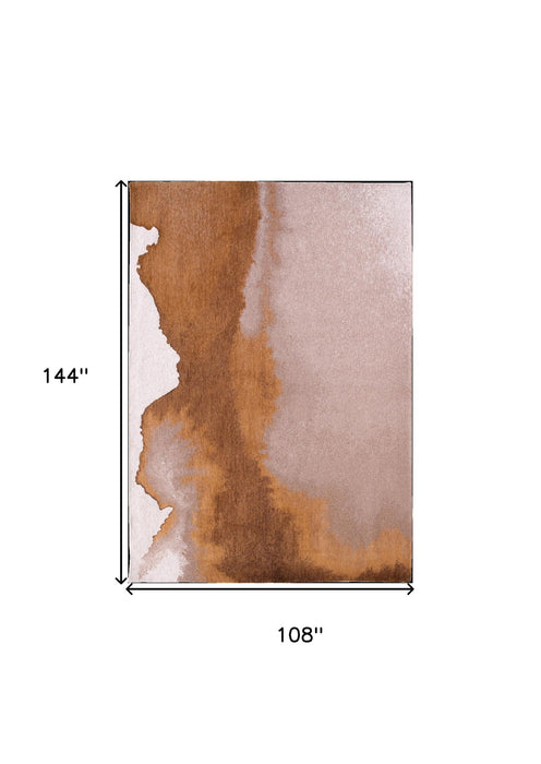 9' x 12' Abstract Non Skid Area Rug - Brown And Yellow