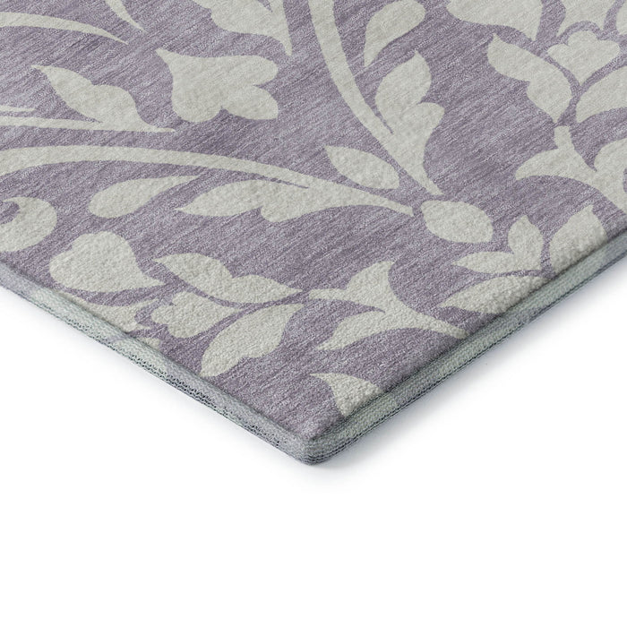 10' X 14' Floral Washable Area Rug With UV Protection (669624) - Lavender / Ivory