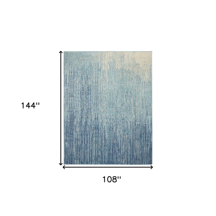 9' X 12' Abstract Power Loom Area Rug (522407) - Blue / Ivory