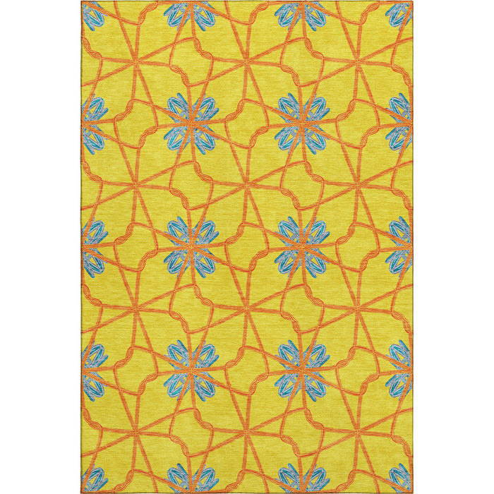 10' X 14' Geometric Washable Area Rug With UV Protection (675954) - Yellow / Blue / Red