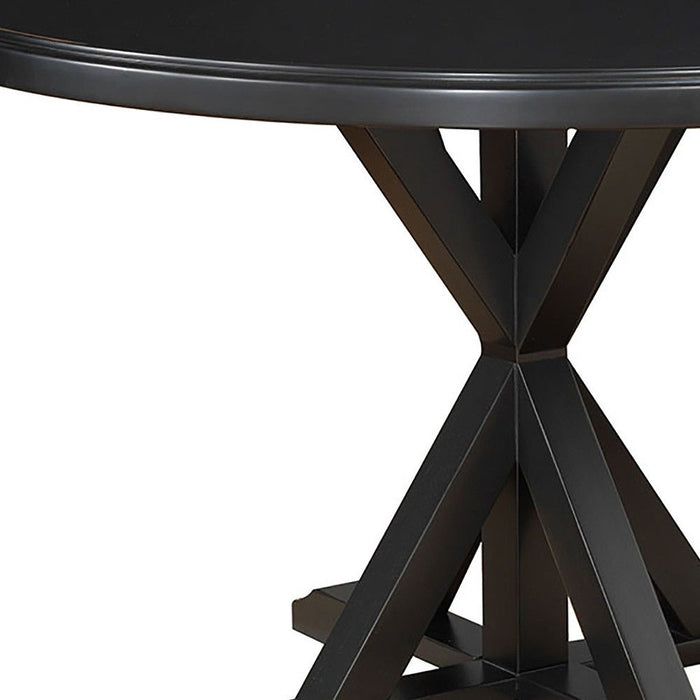 48" Wood Pedestal Base Round Top Dining Table - Black