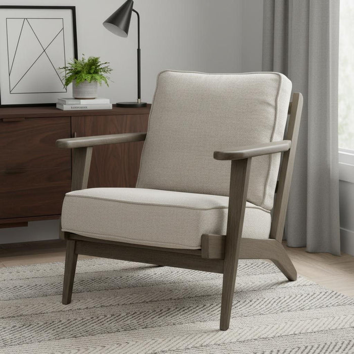 Fabric Arm Chair - Cream / Brown
