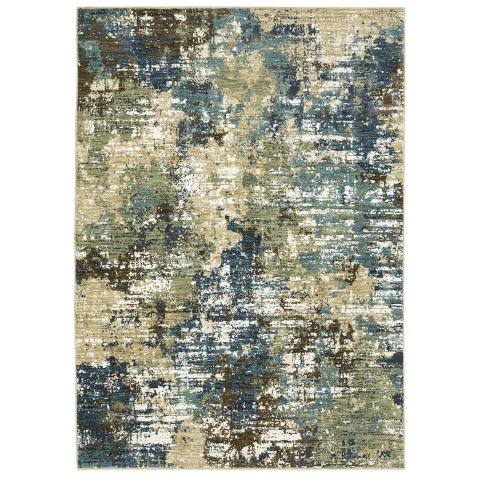 10' X 13' Abstract Area Rug - Blue And Green