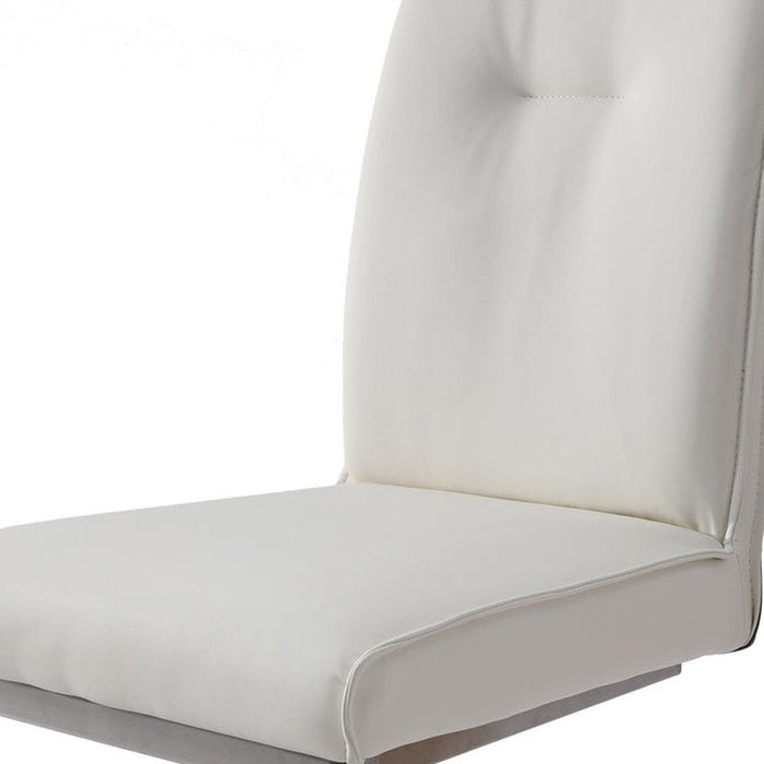 Upholstered Faux Leather Dining Side Chairs (Set of 2) - White / Gray / Silver