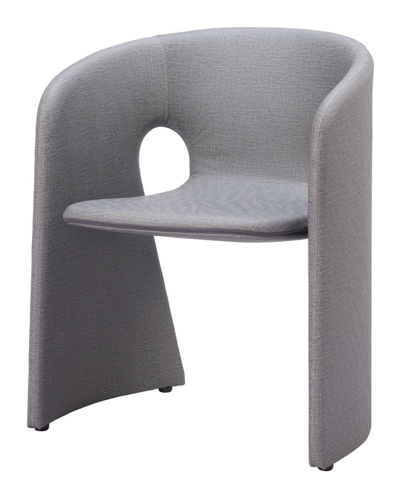 Upholstered In Faux Leather Dining Chair With Arms - Gray