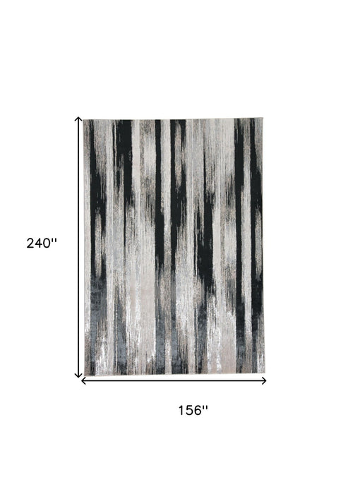 13' x 20' Abstract Power Loom Area Rug - Beige And Black