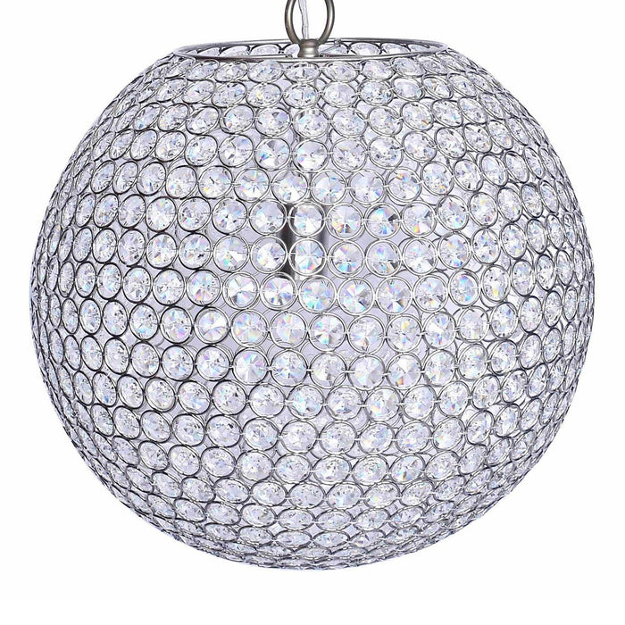 Crystal - Globe Contemporary Metal Pendant Lamp - Chrome Metal With Clear K9 Crystal Accents From Grandview Gallery